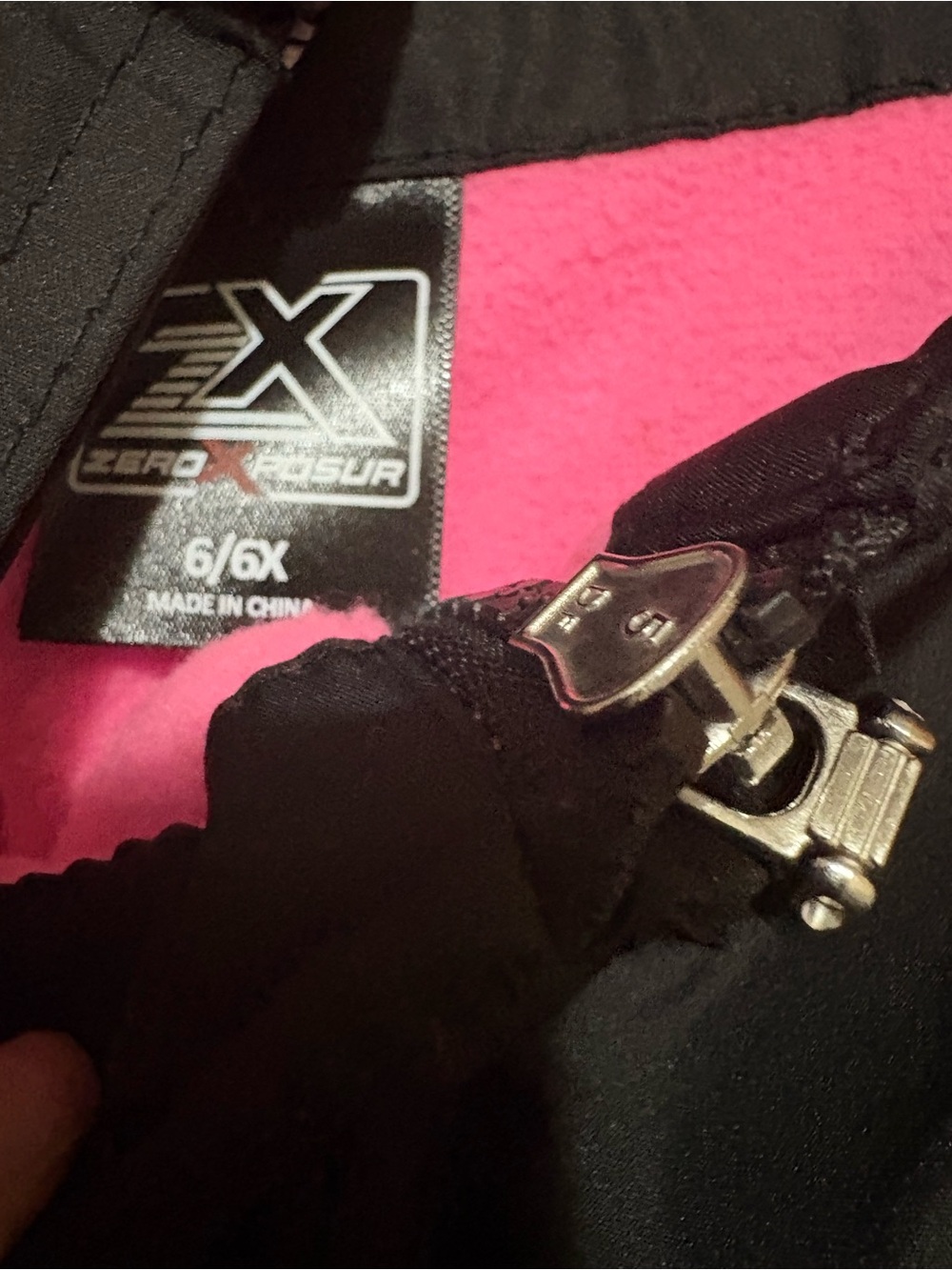 ZeroXposur Girls Black Ski Jacket with Pink Fleece Lining